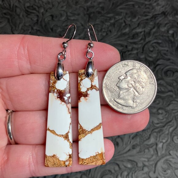 Wild Horse Turquoise Magnesite Crazy Horse Appaloosa Stone Earrings - Picture 3 of 6